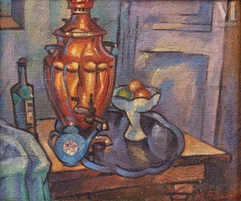 Jurij Alekseevic VASNECOV (Kirov 1900- Saint-Pétersbourg 1973)-Nature morte au samovar, circa 1920-1930-img1