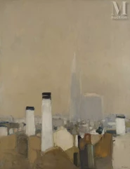 Roger MUHL (Strasbourg 1929 - Mougins 2008)-Strasbourg, les toits et la cathédrale-img1