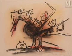 Wifredo LAM (1902-1982)-El Gallo Caribe, 1973-img1