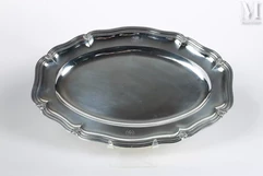 Grand plat de service en argent,-en argent, chiffré-img1