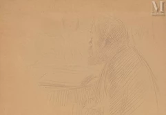 Henri LEROLLE (Paris 1848 - 1929)-Portrait de Paul Lerolle à son bureau-img1