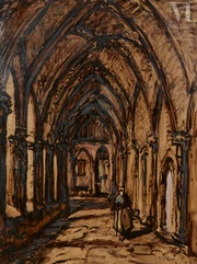 Joseph HURARD (Avignon 1887 - 1956)-Cloitre de villeneuve-img1