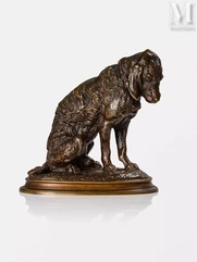 Emmanuel FREMIET (1824 - 1910)-"Chien de chasse assis"-img1