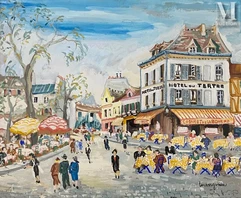 Lucien GENIN (Rouen 1894 - Paris 1953)-Place du Tertre-img1