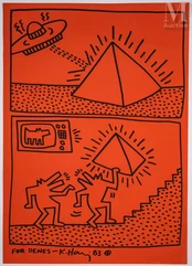 Keith HARING (1958-1990)-Les voleurs de pyramides, 1983-img1