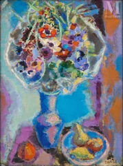 Nicolas ISSAIEV (Olivia 1891- France 1977)-Nature morte aux fleurs et poires-img1