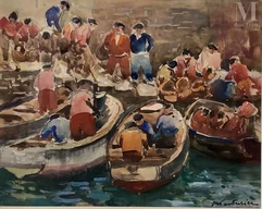 Marcel PARTURIER (1901 - 1976)-Retour des pêcheurs-img1
