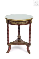 Guéridon en acajou et placage d'acajou, dessus de marbre. Style Empire.-Guéridon en acajou et placage d'acajou, dessus de marbre. Style Empire-img1