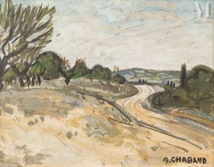 Auguste CHABAUD (Nîmes 1882 - Mas de Martin, Graveson 1955)-La route dans la Montagnette, années 1920-25-img1