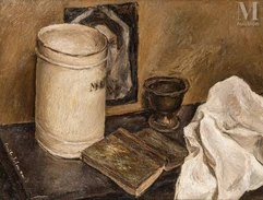 Emile SABOURAUD (1900 - 1996)-Composition au pot de grès-img1