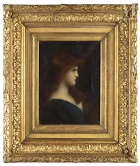 Ecole du XIXème siècle dans le goût de Jean-Jacques HENNER-Portrait de femme rousse-img1