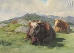 Rosa BONHEUR (Bordeaux 1822- By 1899)-Vaches au pré-img1