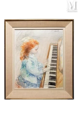 Lucien-Philippe MORETTI (1922 - 2000)-Jeune fille au piano-img1