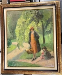 Jeanne LOURIER DREYFUS (Nancy 1872 - 1955)-Mère et son enfant dans un parc-img1