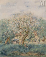 Jacob BALGLEY (1891 Brest-Litovsk – 1934 Paris)-Enfants jouant sous les arbres en fleurs-img1