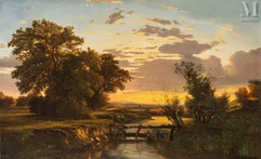 Jules ANDRÉ (1807-1869)-Soleil couchant à Herblay-img1