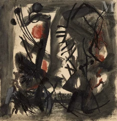 Youla CHAPOVAL (Kiev 1919 - Paris 1951)-Composition au point rouge-img1
