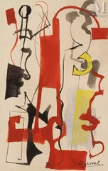 Youla CHAPOVAL (Kiev 1919 - Paris 1951)-Composition rouge, jaune et noire-img1