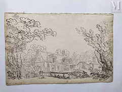 Un lot dont : Jean-Claude NATTES (1765 – Londres 1822)-Vue du moulin de Chantilly-img1