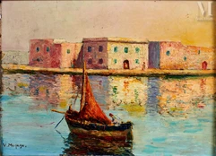 Vincent MANAGO (Toulon 1880 - Paris 1936)-Bateau rentrant au port, à Bizerte-img1