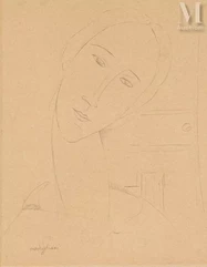 Amadeo MODIGLIANI (Livourne 1884 - Paris 1920)-Portrait  de jeune femme-img1