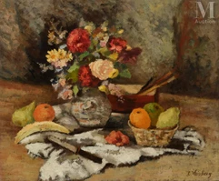 Léon WEISSBERG (Przeworsk 1895 - Maidanek 1943)-Nature morte aux fruits et aux fleurs-img1