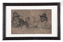 attribué à Andre DEVAMBEZ (1867-1943)-Deux Buveurs, homme à la canne, penseur-img1