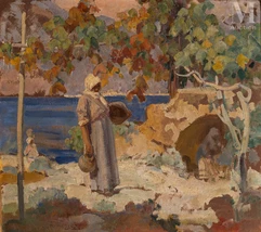 Léon Charles CANNICIONI (1879-1957)-Femme à la fontaine, Corse-img1