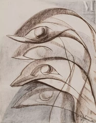Henry de WAROQUIER (Paris 1881-1970)-Quatre oiseaux au long cou, 1969-img1