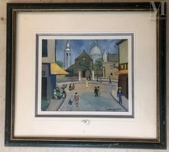 Lucien GENIN (Rouen 1894 - Paris 1953)-Personnages devant Saint Pierre de Montmartre-img1