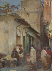 Constantin FONT (1890-1954)-Une rue animée-img1