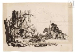 Léon COGNIET (Paris 1794 – 1880)-La Chasse au sanglier-img1