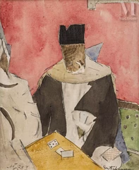 Alexis GRITCHENKO (Krolevets 1883 - Vence 1977)-Partie de cartes à Constantinople-img1