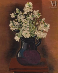 Moïse KISLING (Cracovie 1891 - Sanary sur Mer 1953)-Bouquet de giroflées-img1