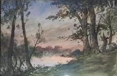 S.W. THORNLEY (actif au XIXe siècle)-Paysage lacustre-img1