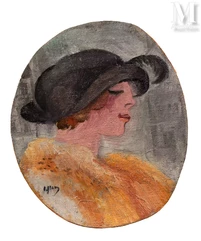Olga SLOMSZYNSKA dite Olga SLOM (Suisse 1881- France 1941)-Élégante au chapeau-img1
