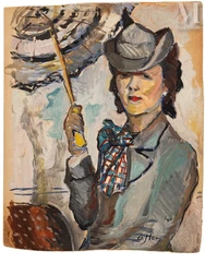 Olga SLOMSZYNSKA dite Olga SLOM (Suisse 1881- France 1941)-Femme à l’ombrelle-img1