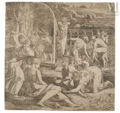 Léon DAVENT (act 1540-1556)-Le Jardin de Vertumne, d'après une com position du Primatice.-img1