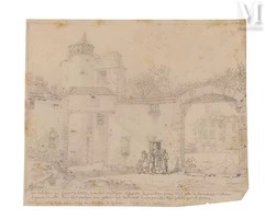 Claude THIENON (Paris 1772 – 1846)-Vue animée de la tour de Michel de Montaigne-img1
