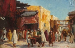 Lucie RANVIER - CHARTIER (1867- 1932)-Scène de marché à Tunis-img1