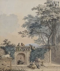 Samuel GRIMM (Berthoud 1733 - Londres 1794)-Vue animée du parc de Montmorency-img1