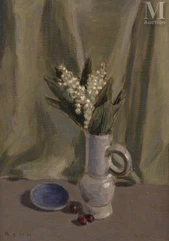 BENN (Bencion Rabinowicz dit) ( Białystok 1905 - Paris 1989)-Bouquet de muguet et coupelle-img1