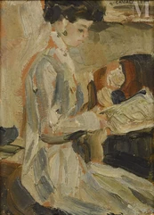 Mario CAVAGLIERI (Rovigo 1887 - Peyloubère 1969)-Jeune femme à la lecture-img1