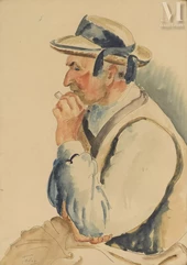 Adolphe FEDER (Odessa 1886-  France 1943)-Breton fumant la pipe-img1