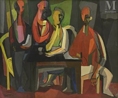 Edouard PIGNON (Bully-les-Mines 1905 - La Couture- Boussey 1993)-Les hommes autour de la table-img1