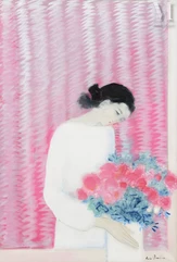 André BRASILIER (Né en 1929)-Chantal au bouquet rose, 1990-img1