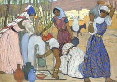 André SUREDA (Versailles 1872 - 1930)-Jeunes filles de Tlemcen à la fontaine-img1