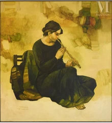 Omar Hamdi (Malva) (Syrie, 1952 - 2015)-Joueuse de flute-img1