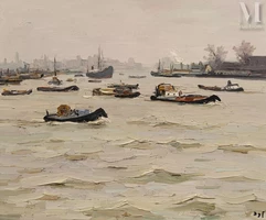 Marcel DYF (Paris 1899 - Bois d’Arcy 1985)-Avant port de Rotterdam, 1971-img1