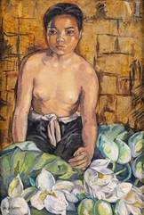 ALIX de FAUTEREAU ( portera par la suite le nom de Alix Aymé en 1931, 1894-1989)-"Jeune vietnamienne aux fleurs de lotus", vers 1925-1930-img1